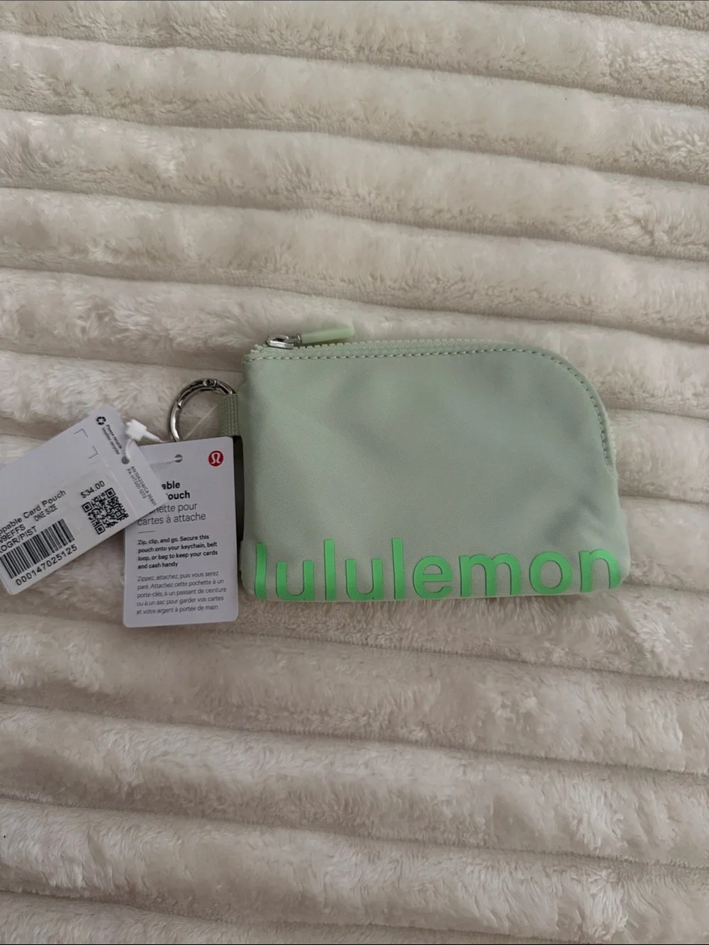 lululemon athletica Mint Green Key & Card Pouch with Neon Green Logo